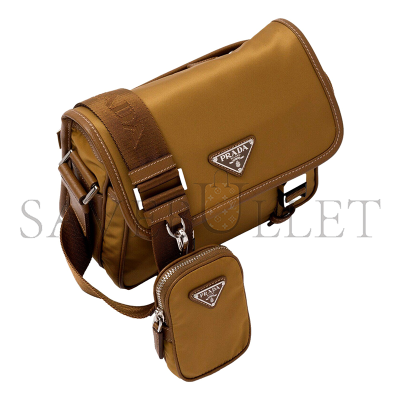 PRADA RE-NYLON AND SAFFIANO LEATHER SHOULDER BAG CROSSBODY 2VD034 (22*16*8.5cm)